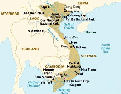 kaart van Vietnam